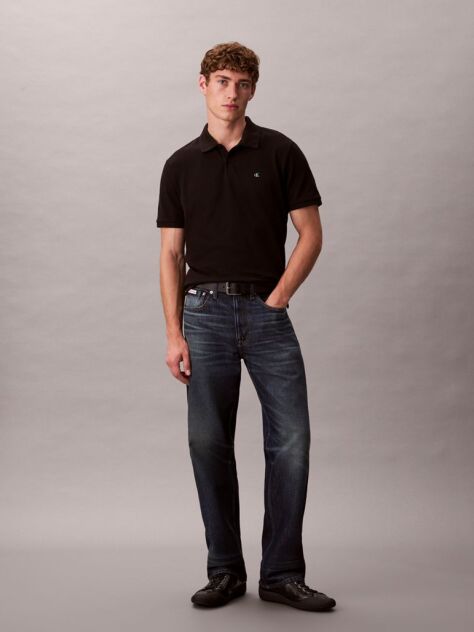Μαύρο Polo T-Shirt Από Βαμβάκι Πικέ  Άνδρας
