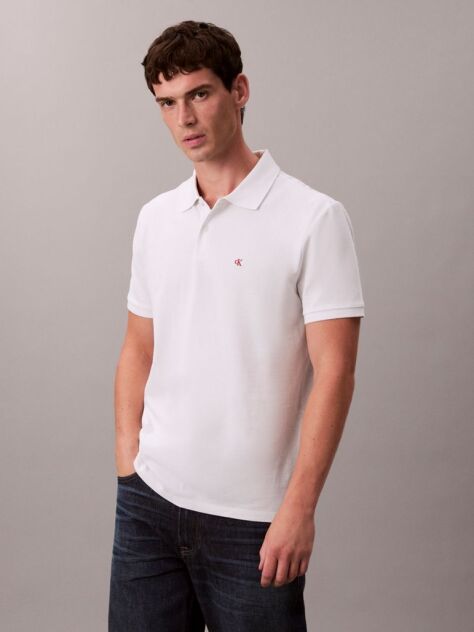 Λευκό Polo T-Shirt Από Βαμβάκι Πικέ  Άνδρας
