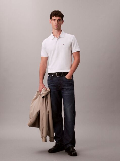 Λευκό Polo T-Shirt Από Βαμβάκι Πικέ  Άνδρας