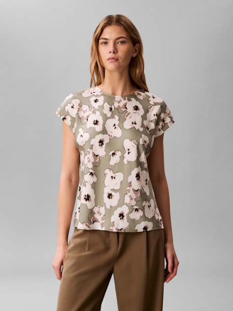 Green Printed Matte Satin Sheath Top  Women