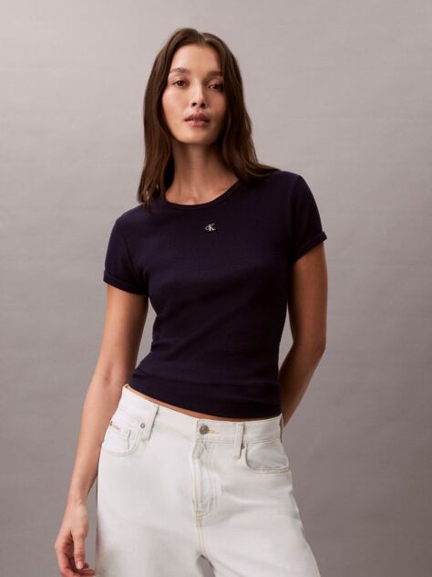 Μοβ Κοντομάνικο T-Shirt Με Slim Γραμμή Και  Μονόγραμμα  Γυναίκα