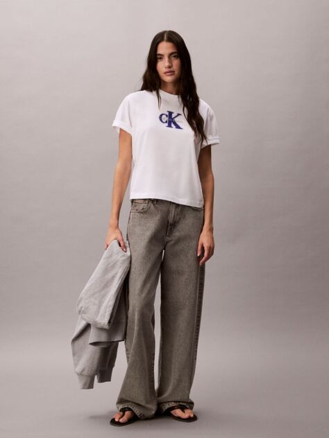 White Relaxed Graphic Logo T-shirt  Women