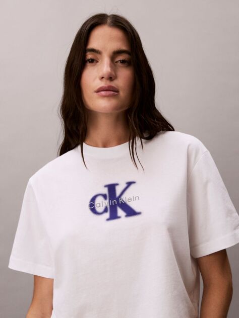 White Relaxed Graphic Logo T-shirt  Women