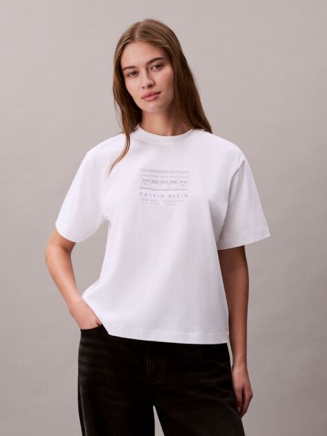 White Relaxed Embroidered Logo T-shirt  Women