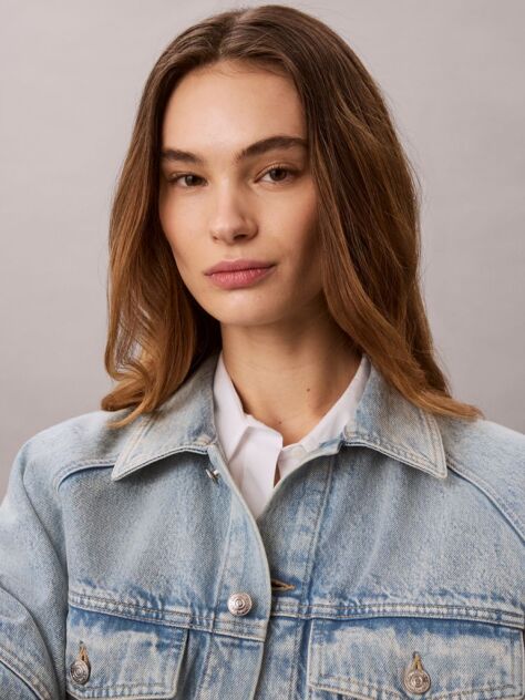 Denim Boxy Denim Τζάκετ Με Ρίγα Λογότυπου  Γυναίκα