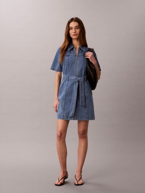 Denim Belted Denim Shirt Dress  Women