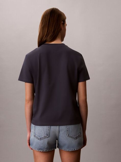 Μπλε T-Shirt Με Χειρόγραφο Γραφικό Σχέδιο Και Στρογγυλή Λαιμόκοψη  Γυναίκα