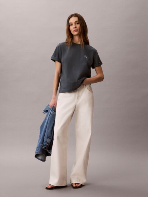 Μπλε Boxy T-Shirt Με Monologo  Γυναίκα