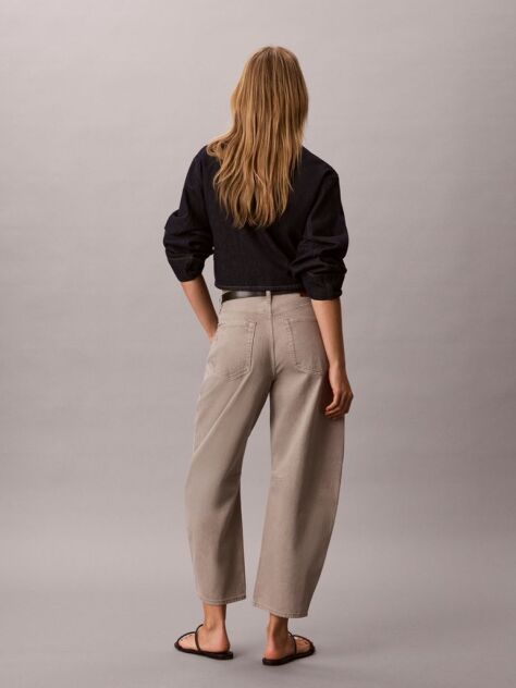Grey Cropped Barrel Jeans  Women