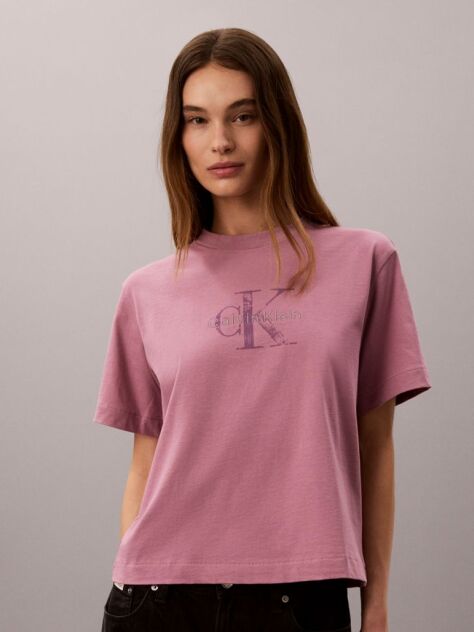 Ροζ T-Shirt Με Boxy Γραμμή Και Μονόγραμμα  Γυναίκα