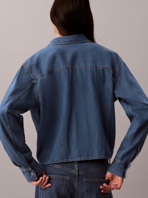 Denim Πουκάμισο Με Cropped Γραμμή  Γυναίκα