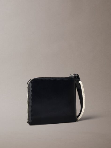 Black Leather Carry Handle Zipped Wallet  Men