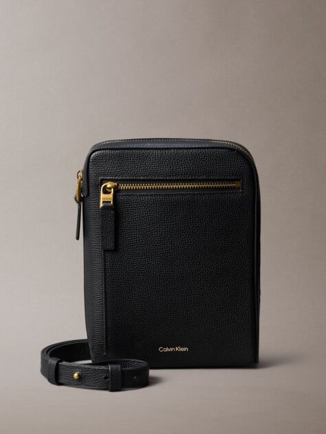 Black Premium Leather Crossbody Bag  Men