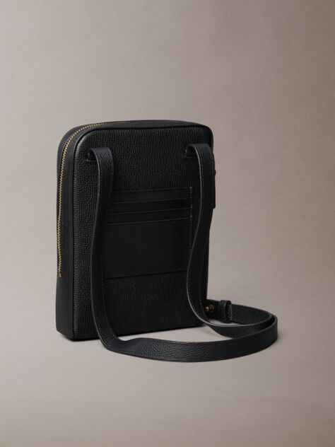 Black Premium Leather Crossbody Bag  Men