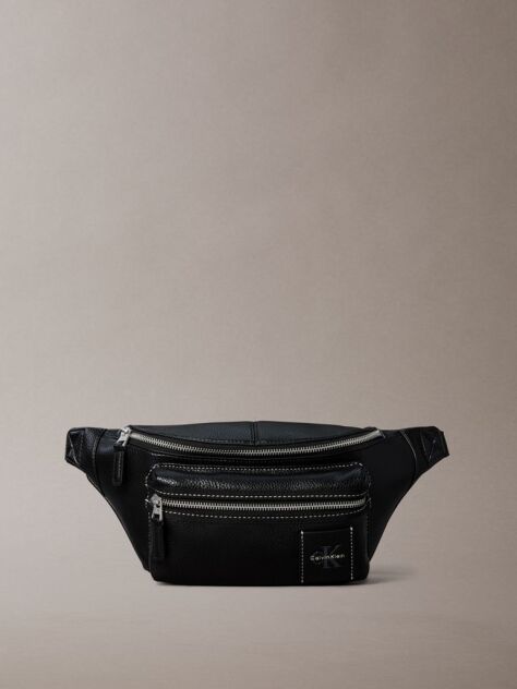 Black Pebbled Signature Logo Bum Bag  Men