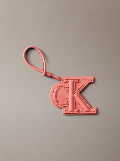 Pink Leather Signature Logo Stitched Bag Charm  Women