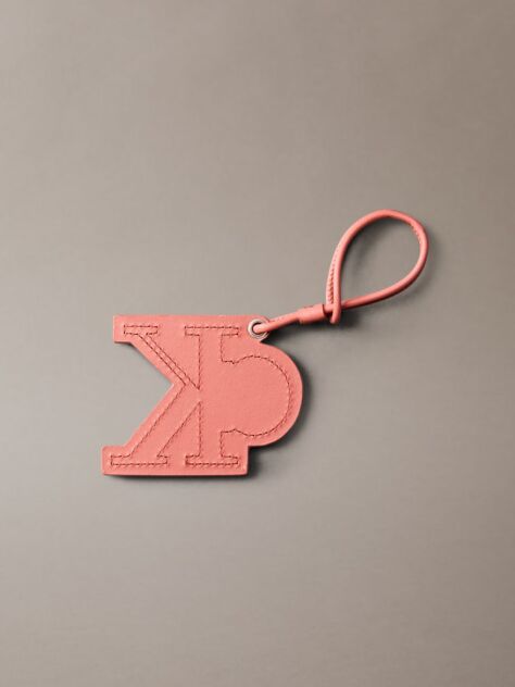 Pink Leather Signature Logo Stitched Bag Charm  Women