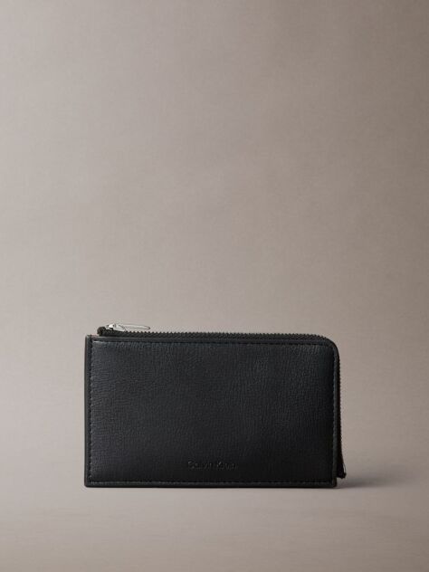 Black Metallic Logo Zipped Card Holder  Women