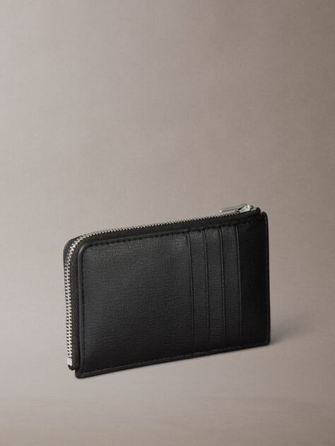 Black Metallic Logo Zipped Card Holder  Women