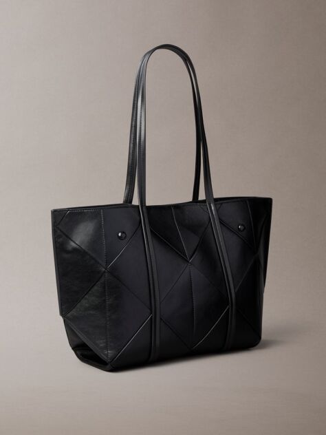 Black Woven Emblem Tote Bag  Women
