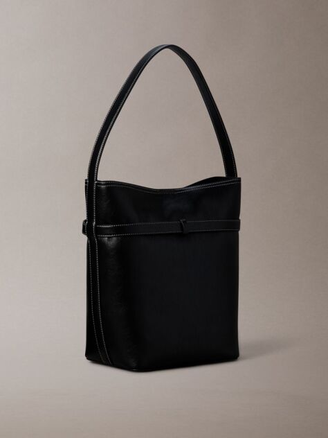 Black Buckle Laptop Bucket Bag  Women