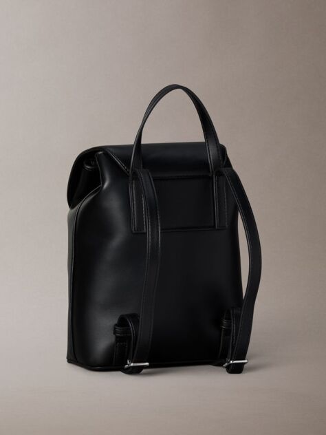 Black Contrast Monogram Flap Backpack  Women