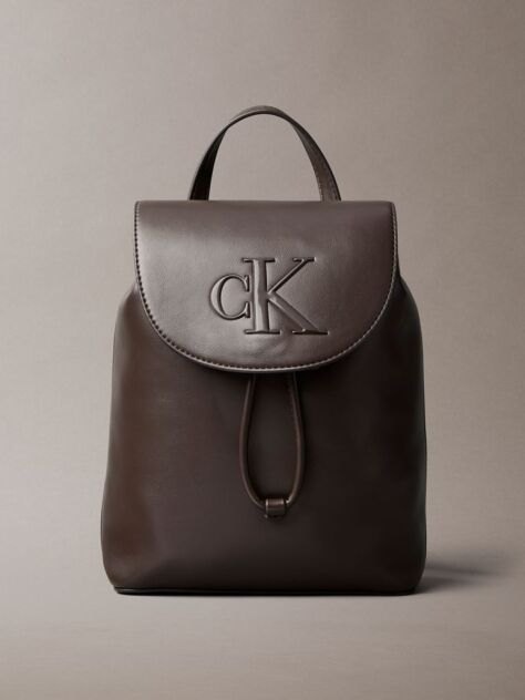 Brown Contrast Monogram Flap Backpack  Women
