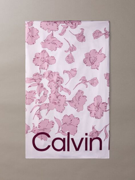 Pink Square Floral Logo Scarf  Women