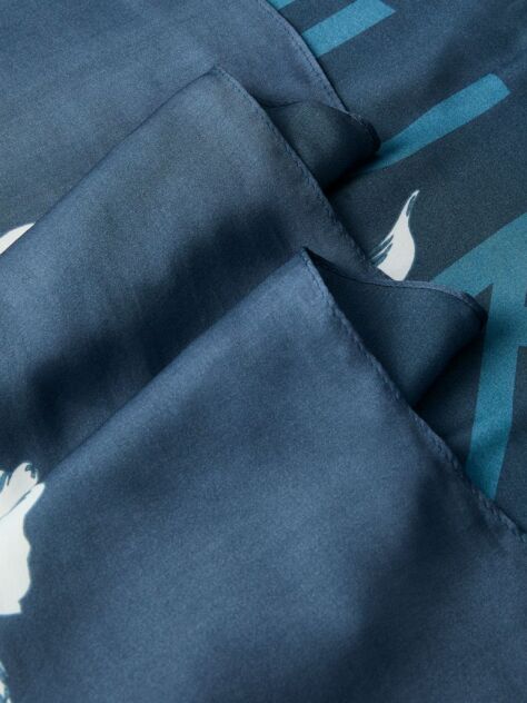 Blue Square Floral Logo Scarf  Women