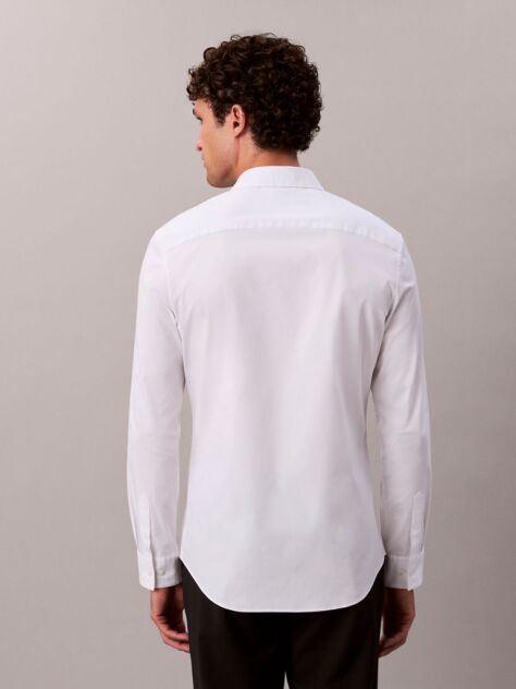 White Slim Stretch Button-Down Shirt  Men
