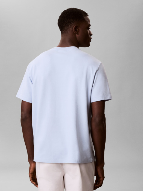 Μπλε Κοντομάνικο T-Shirt Από Ελαστικό Πικέ  Άνδρας