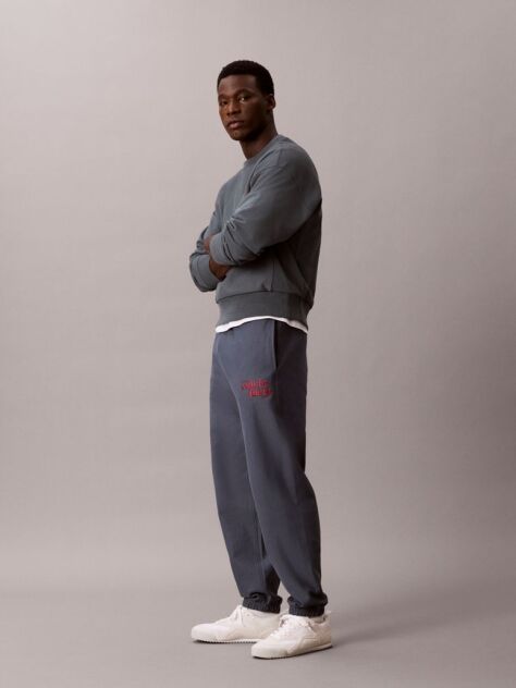 Blue Relaxed Embroidered Logo Joggers  Men