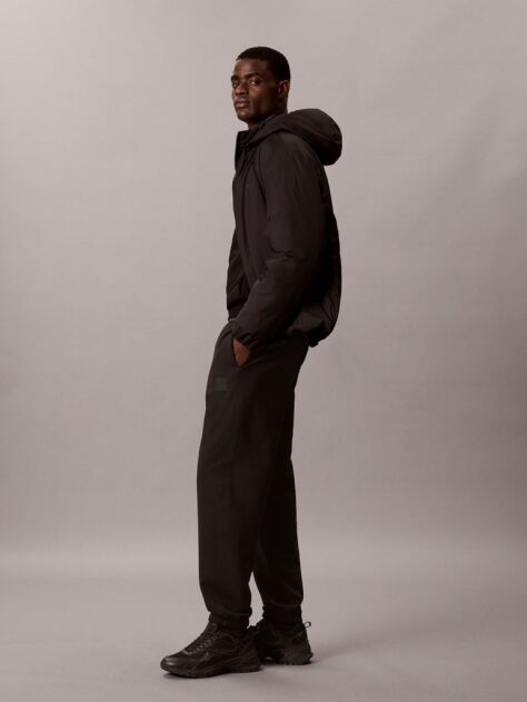 Black Rubberised Logo Cuffed Leg Terry Joggers  Men