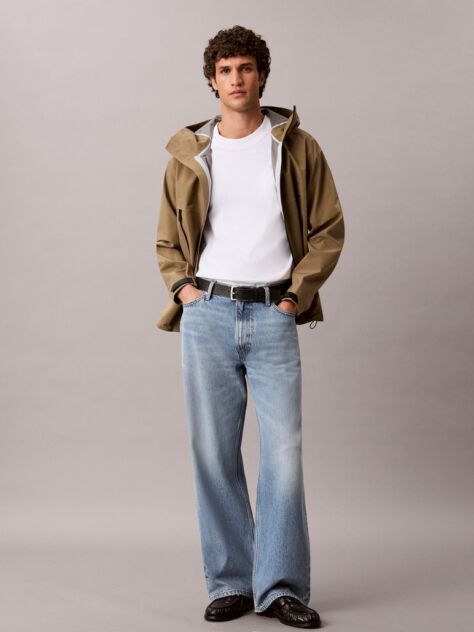 Λευκό Oversized T-Shirt Με Ανάγλυφο Λογότυπο  Άνδρας