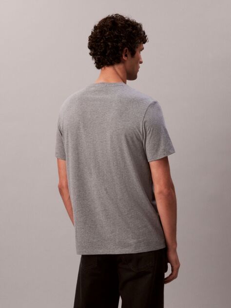 Γκρι Βαμβακερό T-shirt  Άνδρας