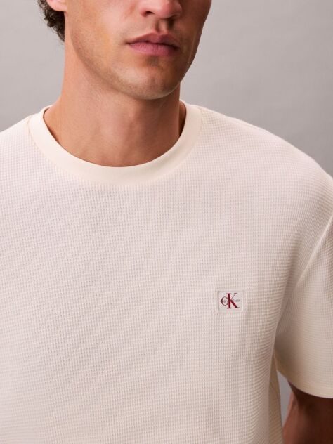 Λευκό T-shirt Με  Waffle Υφή  Άνδρας