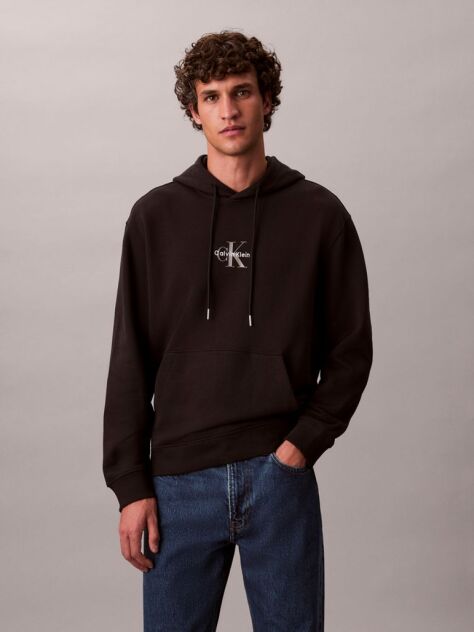 Μαύρο Άνετο Hoodie Με Μονόγραμμα  Άνδρας