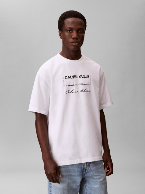 Λευκό T-Shirt Με Γραφικό Λογότυπο  Άνδρας