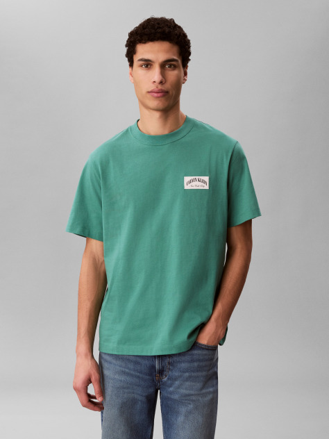 Πράσινο T-shirt Με Varsity Λογότυπο Σε Ετικέτα   Άνδρας