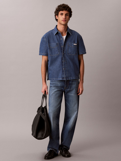Denim Κοντομάνικο Denim Πουκάμισο Με Boxy Γραμμή  Άνδρας