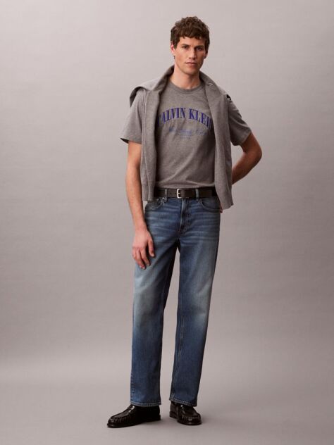 Γκρι T-shirt Με Κεντητό Λογότυπο NYC  Άνδρας