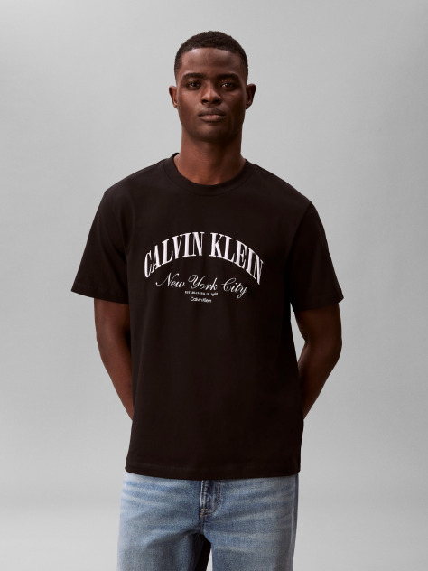 Μαύρο T-shirt Με Κεντητό Λογότυπο NYC  Άνδρας