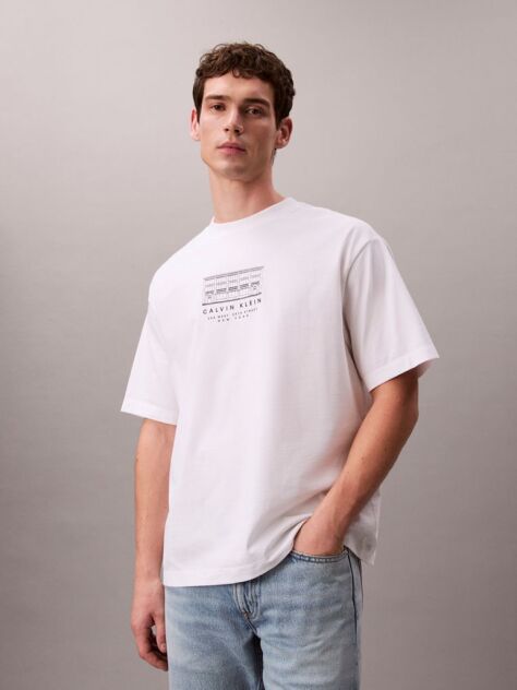 Λευκό Άνετο T-Shirt Με Graphic  Άνδρας