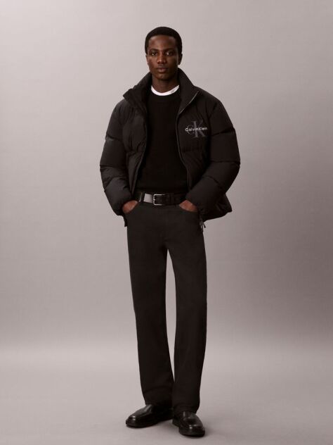 Black Waffle Knit Crew Neck Jumper  Men