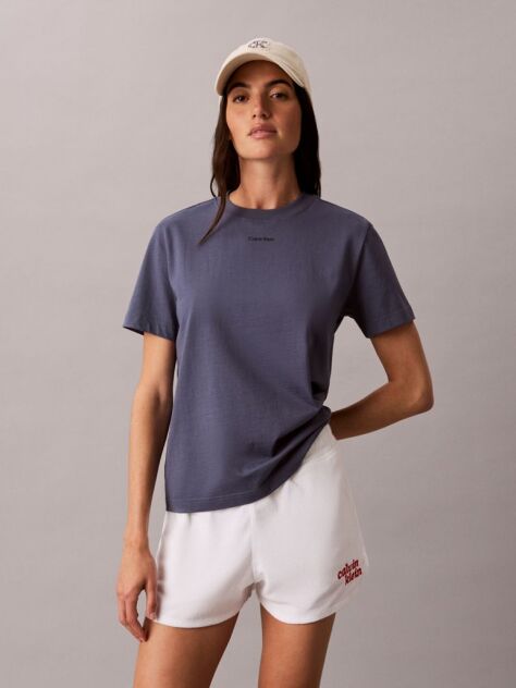 Blue Classic Cotton Logo T-shirt  Women