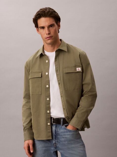 Πράσινο Utility Overshirt Από Άνετο Βαμβάκι  Άνδρας