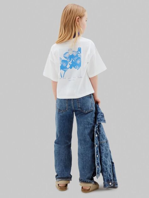 White Logo Crew Neck T-Shirt  Girls
