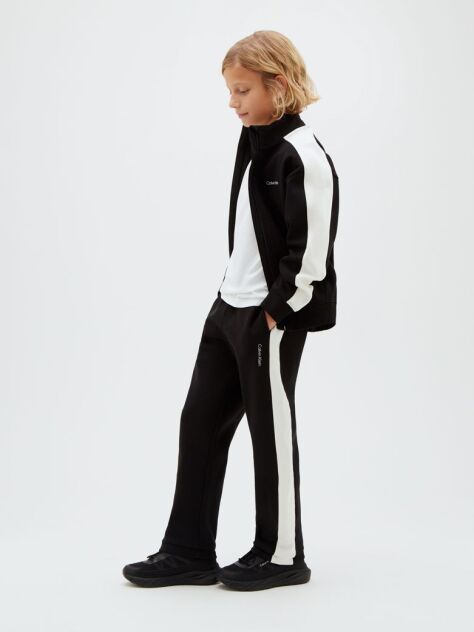 Black Colour-Blocked Terry Track Top And Joggers Set  Boys