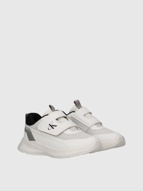 White Low Cut Velcro Sneakers  Kids Unisex