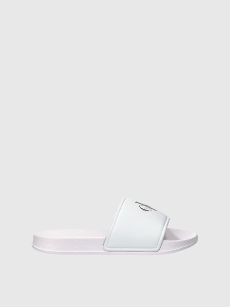 White Kids Signature Logo Sliders  Kids Unisex